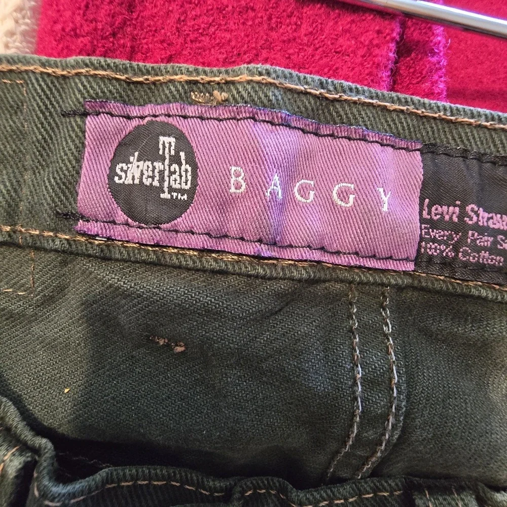 Vintage 1993 Levis Silver Tab Jeans Mens 34x32 Green Baggy USA Grunge Skater EUC